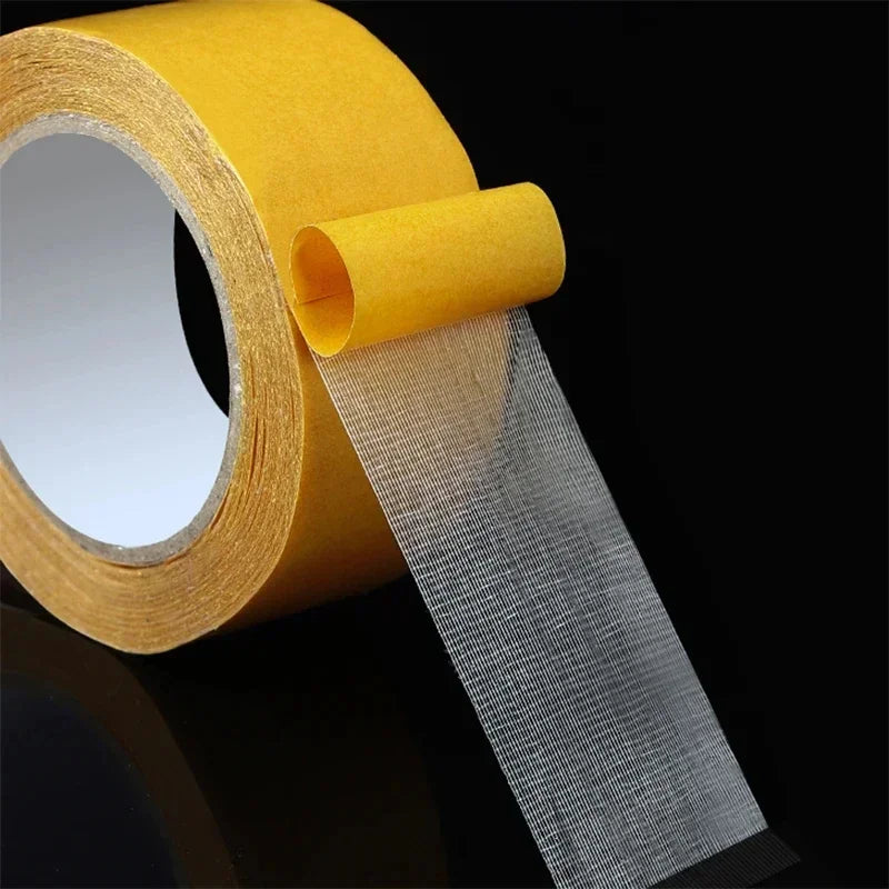 1Roll 5M Double Sided Tape High Viscosity Grid Fiber Transparent Double Sided Tape Sticky Adhesive Fiber Mesh Tape