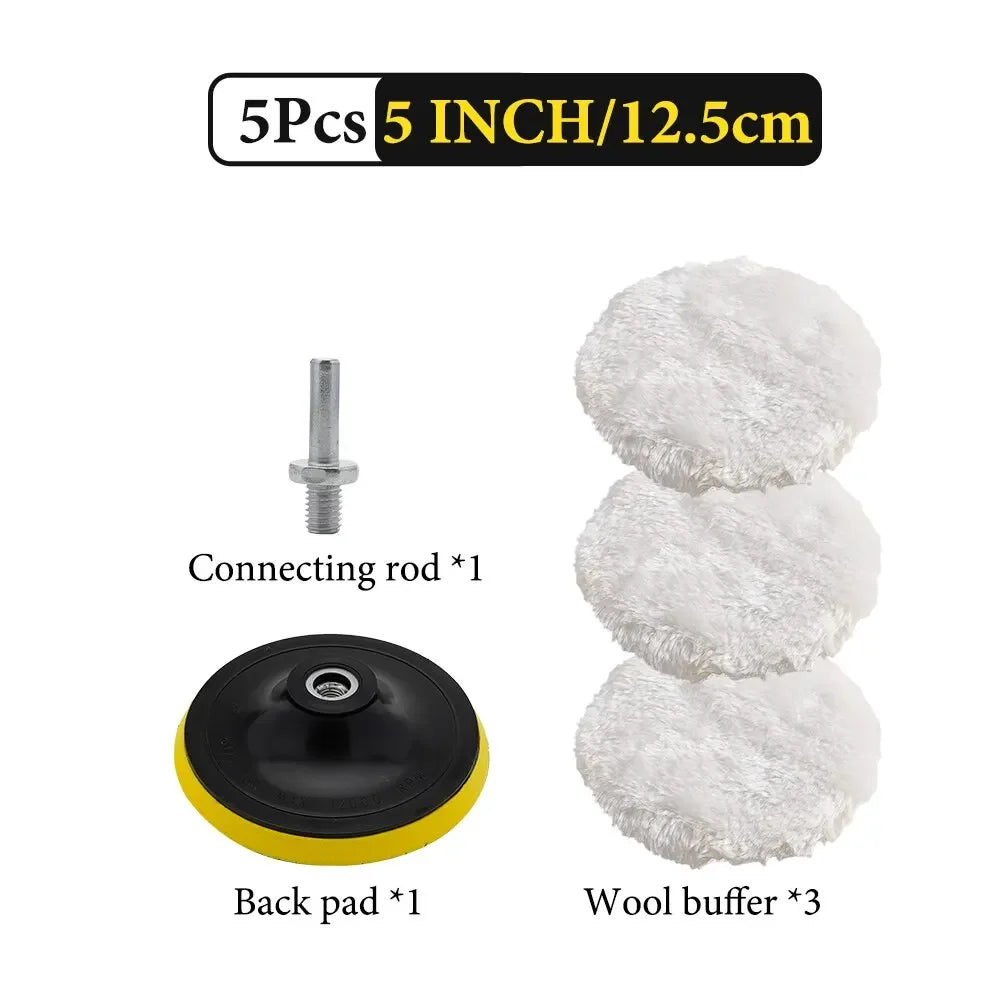 5 Piece 3/4/5 Inch Polishing Set Car GadgetsCar Polishing PadCar Wax Sponge Disc Wool WheelCar Paint Care Polishing Pad