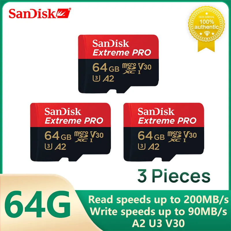 SanDisk V30 Extreme PRO Micro SD 32GB 64GB 128G 256G 512GB 1TB UHS-I Memory Card TF Card 200MB/s C10 U3 4K for Camera Steam Deck