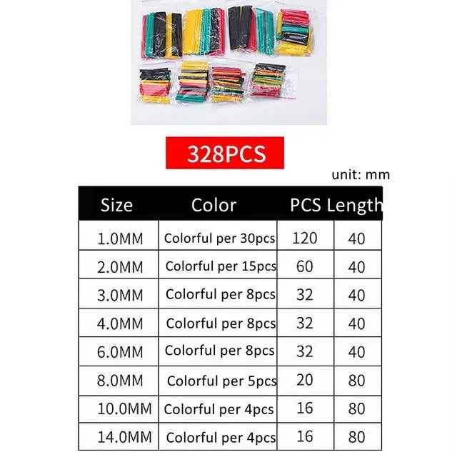 328 Pcs Heat Shrinkable Tube Insulation Environmental Protection Heat Shrinkable Combination Sleeving Electrical Cable Sleeving