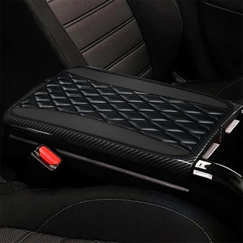 Car Armrest Cover Mat Universal PU Leather Ethnic Style Print Waterproof Non Slip Storage Box Pad Auto Styling Interior Accessor