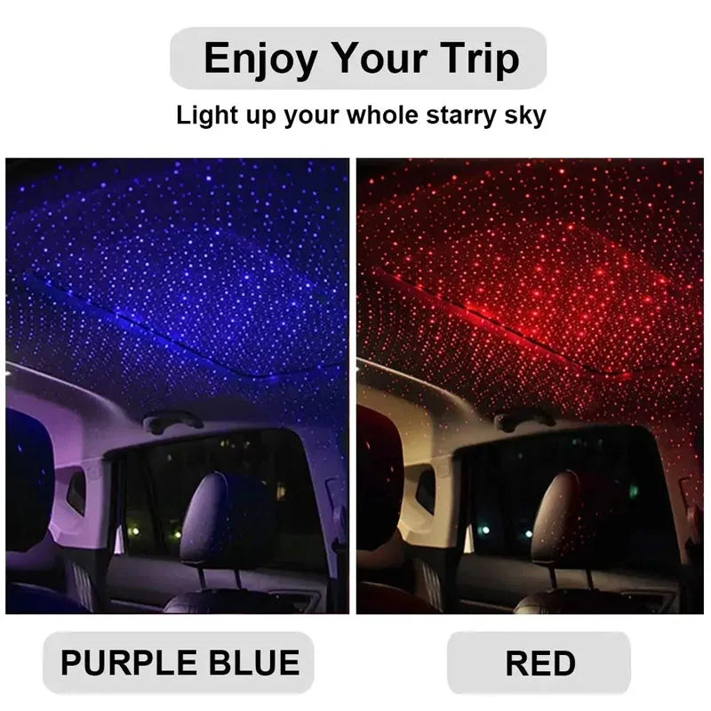 2Pcs Mini LED Car Roof Star Night Light USB Powered Galaxy Star Projector Plug Play Auto Roof Room Ceiling Decor Atmosphere Lamp