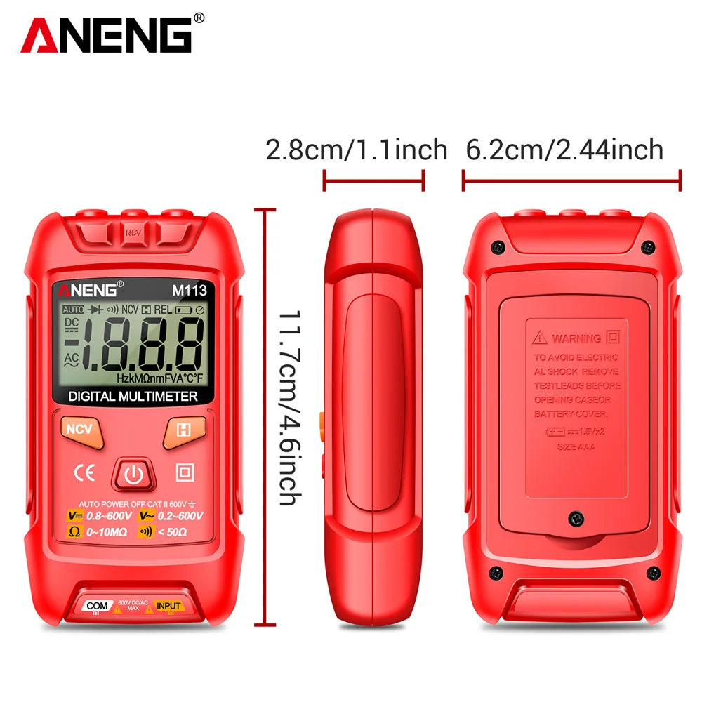 ANENG M113 Inteligent Mini Multimeter Digital 1999 Counts AC/DC Voltage Meter Ohm NCV Measuring Instruments Electricity Tools