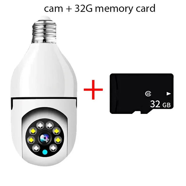 5G Bulb E27 Surveillance Camera Full Color Night Vision Automatic Human Tracking Zoom Indoor Security Monitor Wifi Camera