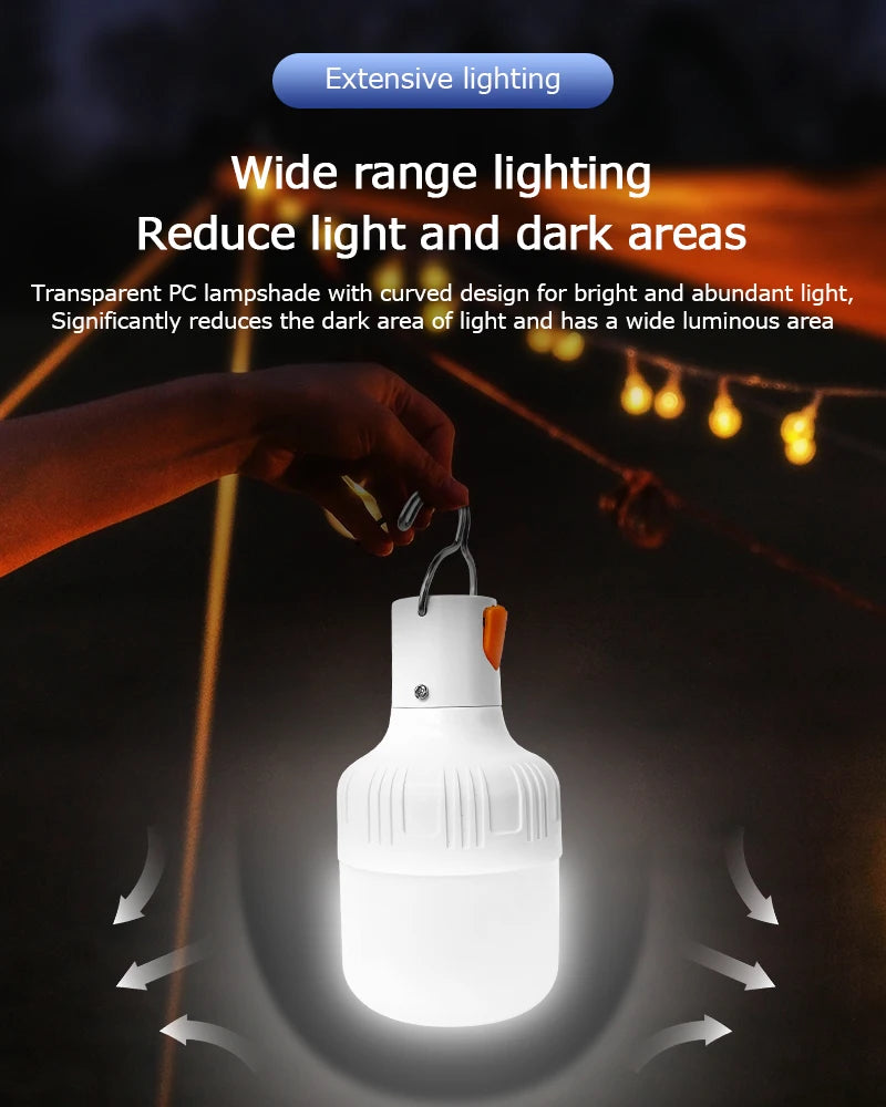 Outdoor USB Rechargeable LED Lamp Bulbs High Brightness Emergency Light Hook Up Camping Fishing Portable Lantern Night Lights