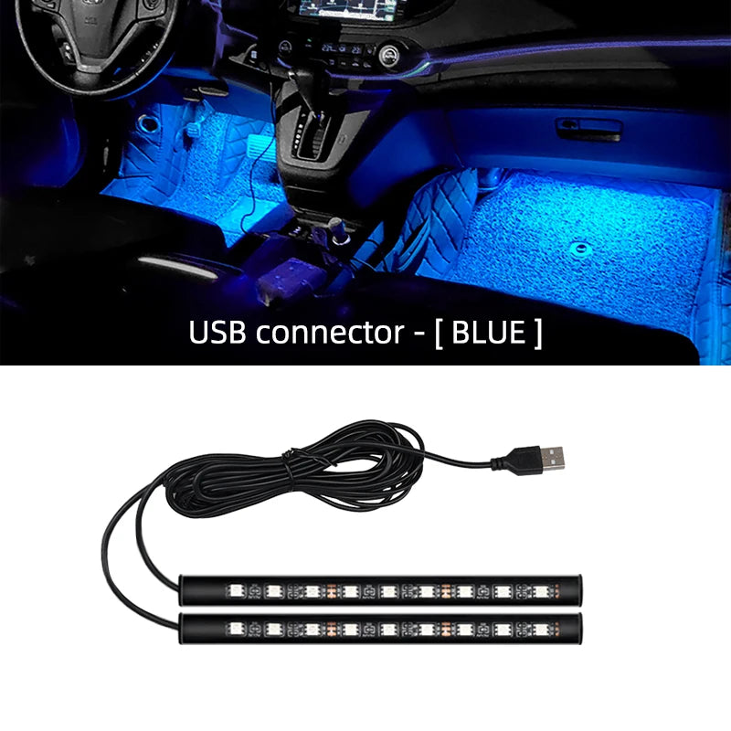 Neon 18 LED Car Interior Ambient Foot Light With USB Decoration Backlight Lighting 5V Universal Auto Atmosphere Decorative Lamp