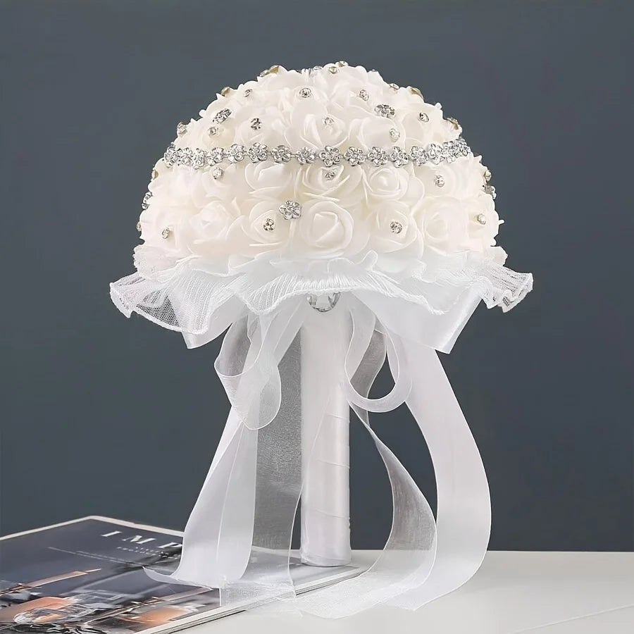 1 piece wedding romance revolves around flowers, fairy tale wedding, bride and groom, gentle sweet, artificial bouquet