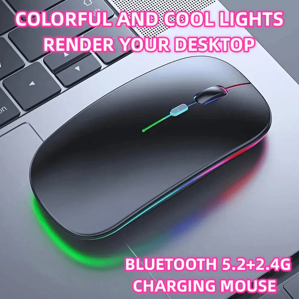 Wireless Mouse Gaming Mouse Backlight USB Compatible RGB Rechargeable Mice Silent Backlit Ergonomic Gaming Mouse for Laptop PC