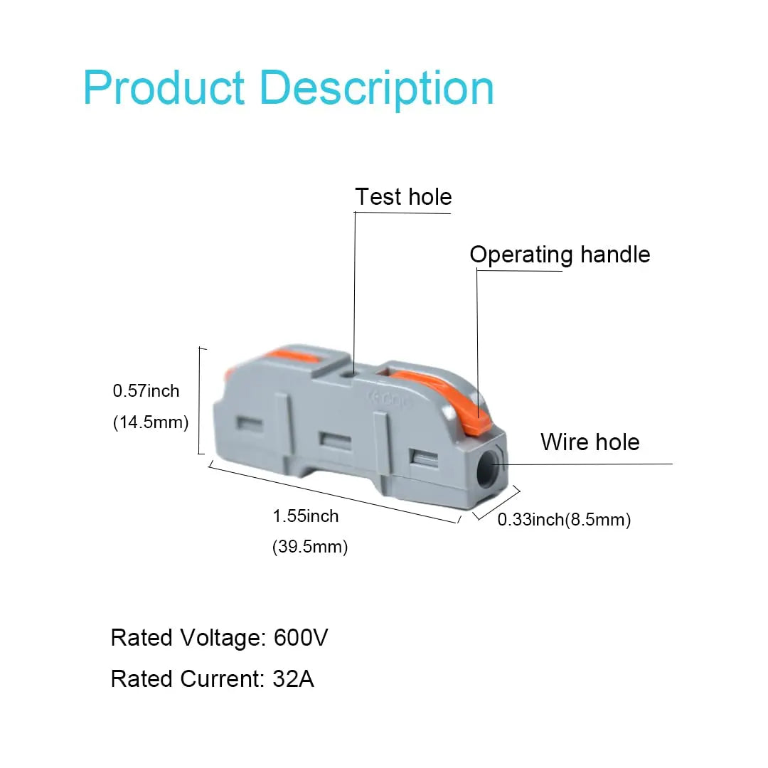 34/50pcs Lever Wire Connector For Quick Connection 28-12 AWG 1-to-1 In-line Wire Connector Compact Splice Insulated Terminal