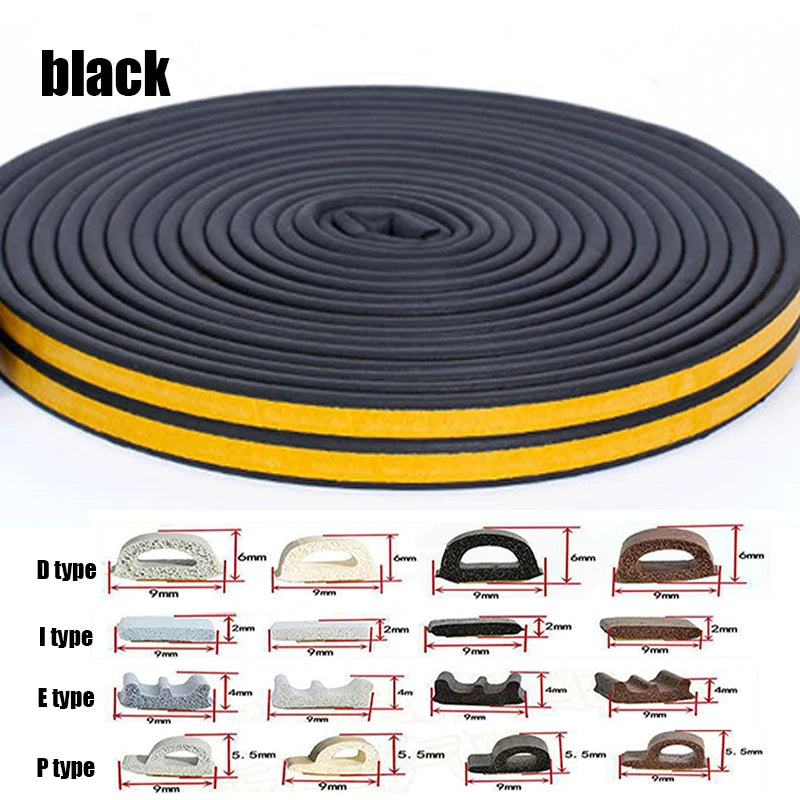 5M/10M Door Window Seal Strip DIEP Self-adhesive Acoustic Foam Sealing Strip Tape Insulation Windproof Rubber Weatherstrip