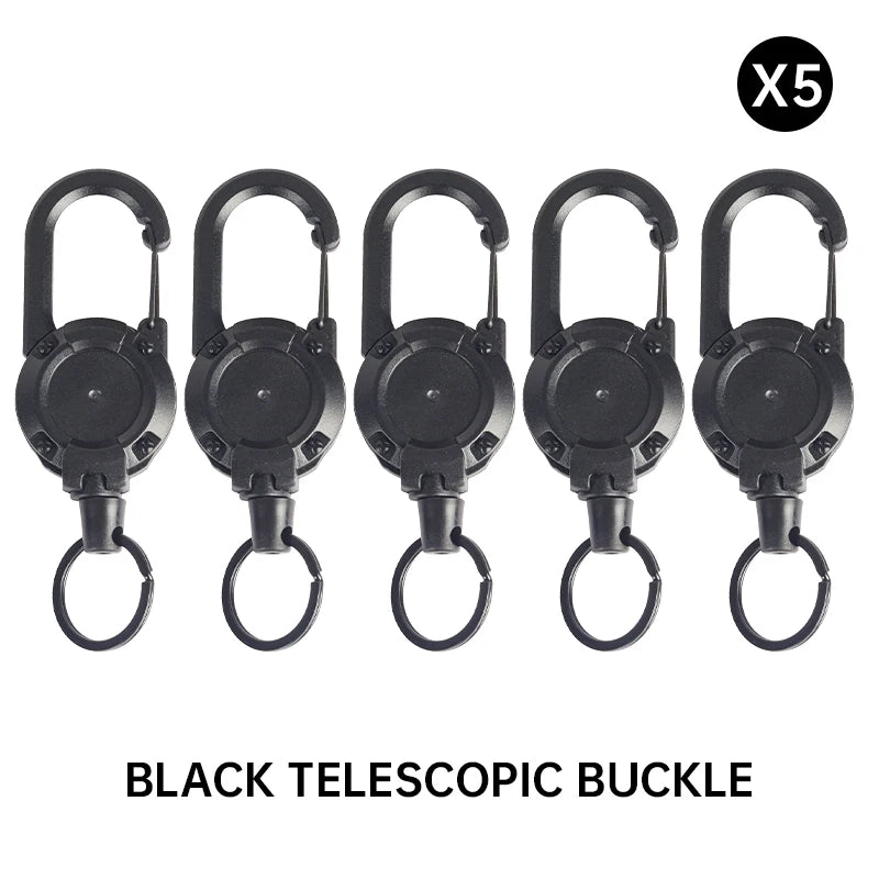 Adjustable Key Chain Adopts Steel Wire Rope Anti-fall Easy To Pull Buckle Elastic Hook Type Telescopic Buckle To Prevent Loss