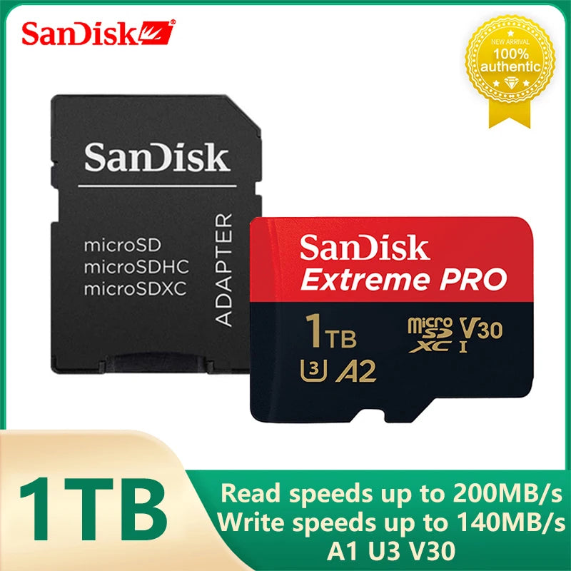 SanDisk V30 Extreme PRO Micro SD 32GB 64GB 128G 256G 512GB 1TB UHS-I Memory Card TF Card 200MB/s C10 U3 4K for Camera Steam Deck