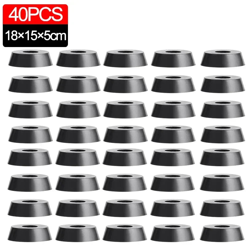 8/40pcs Anti Slip Furniture Foot Black Speaker Cabinet Bed Table Box Conical Rubber Shock Pad Floor Protector Furniture Parts