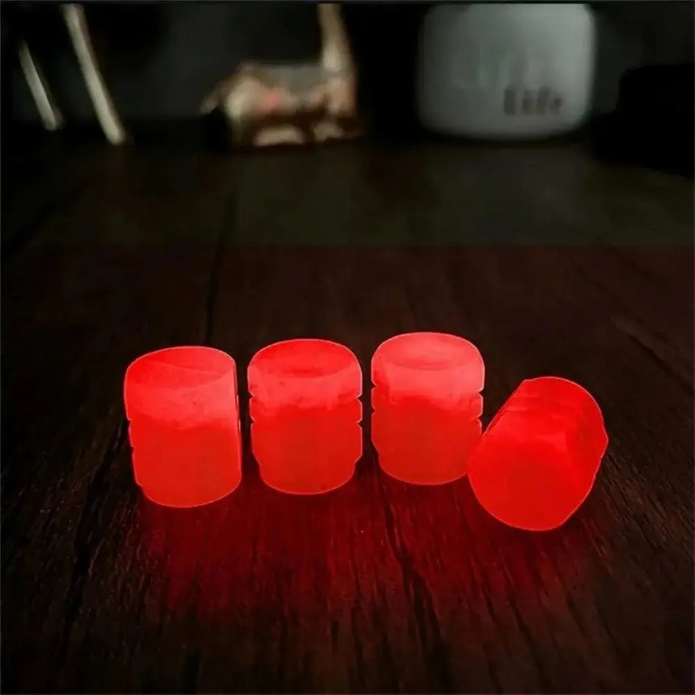 20PCS Luminous Tire Valve Caps Motorcycle Bike Wheel Nozzle Dustproof Tyre Valve Stem Fluorescent Night Glowing Car Decor