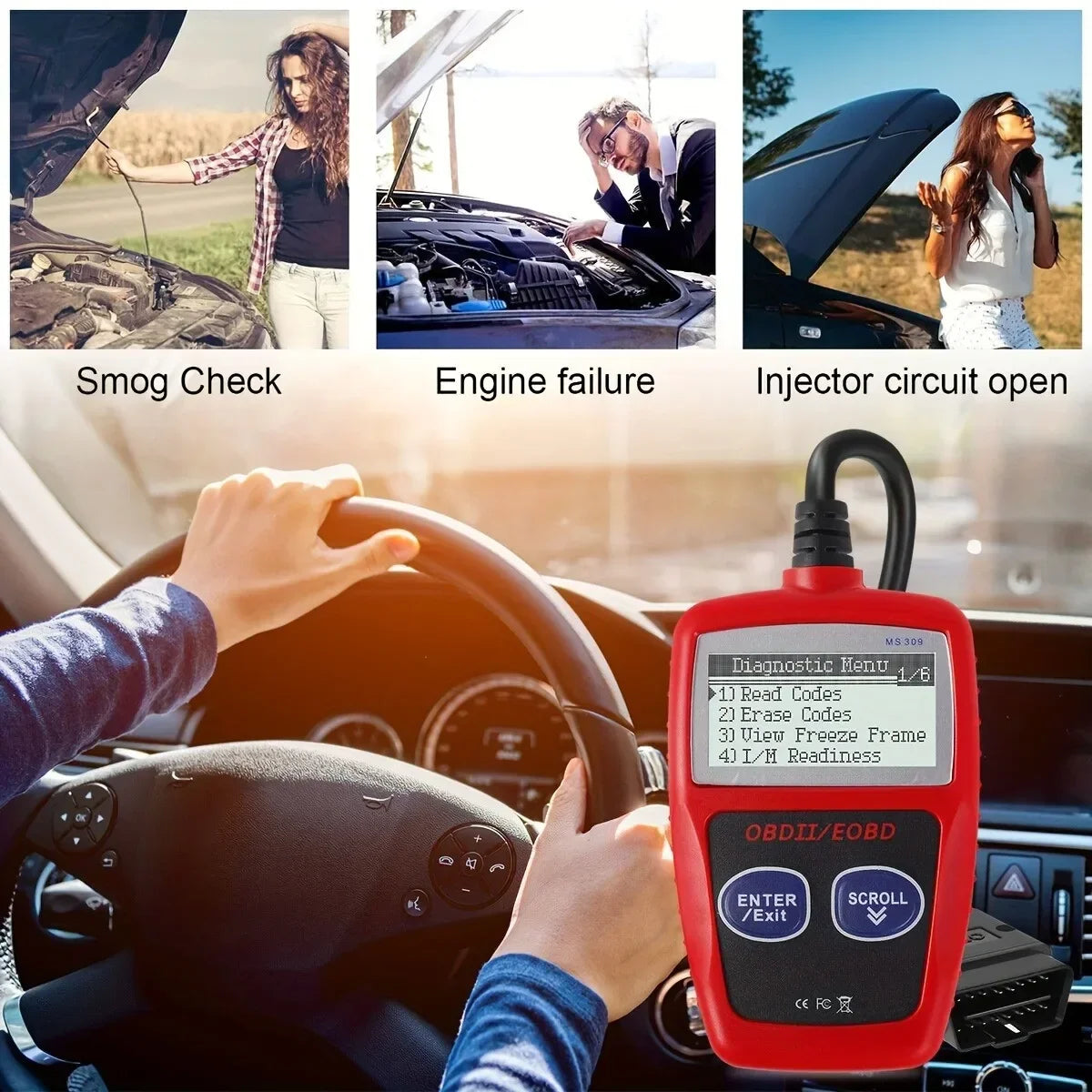 MS309 Car Scanner Professional Engine Fault Code Reader 24-inch Screen Diagnostic Scanning Tool