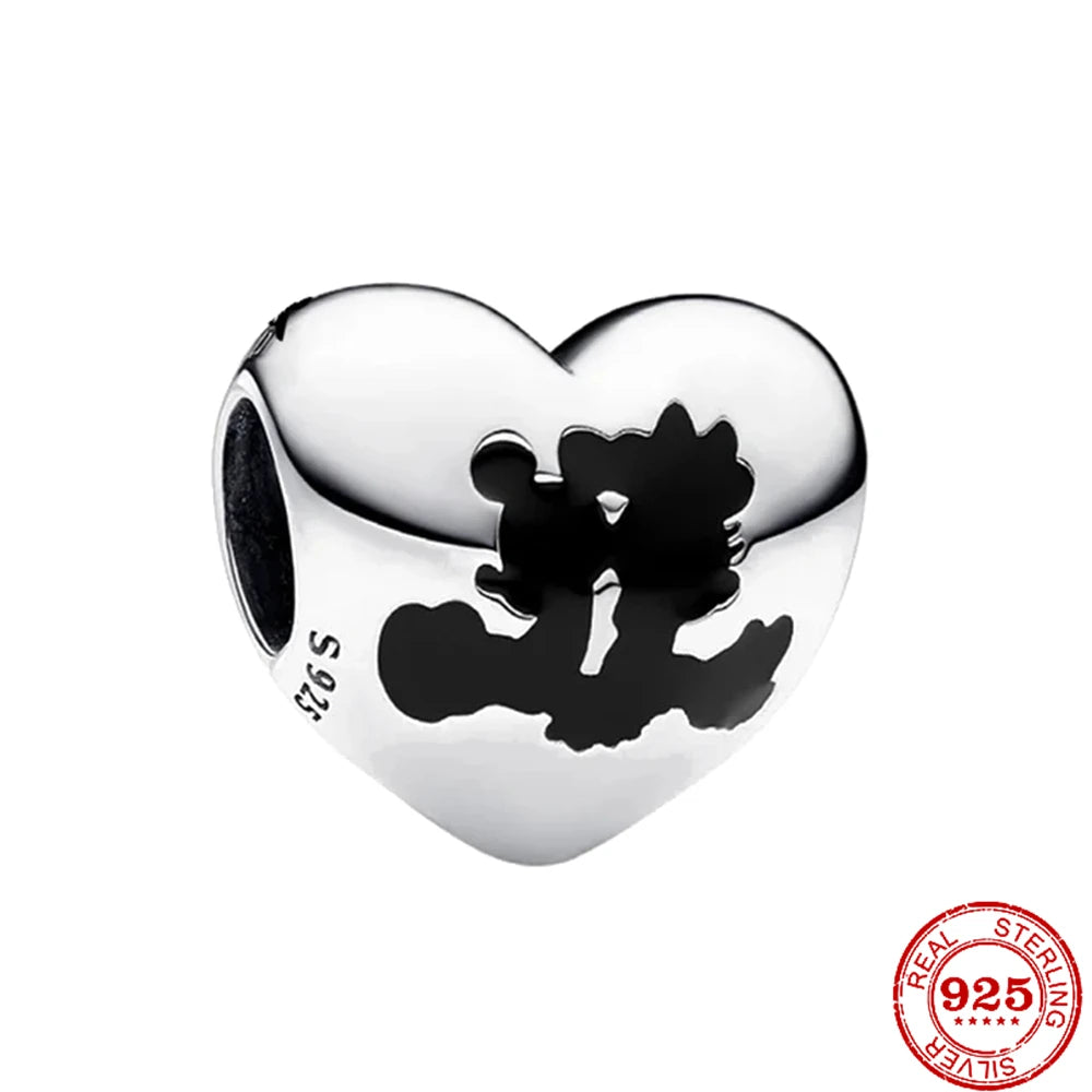 925 Sterling Silver Herocross 2024 Minnie Mickey Charm Beads Fit Original Pandora Bracelet DIY Jewelry Christmas Gift