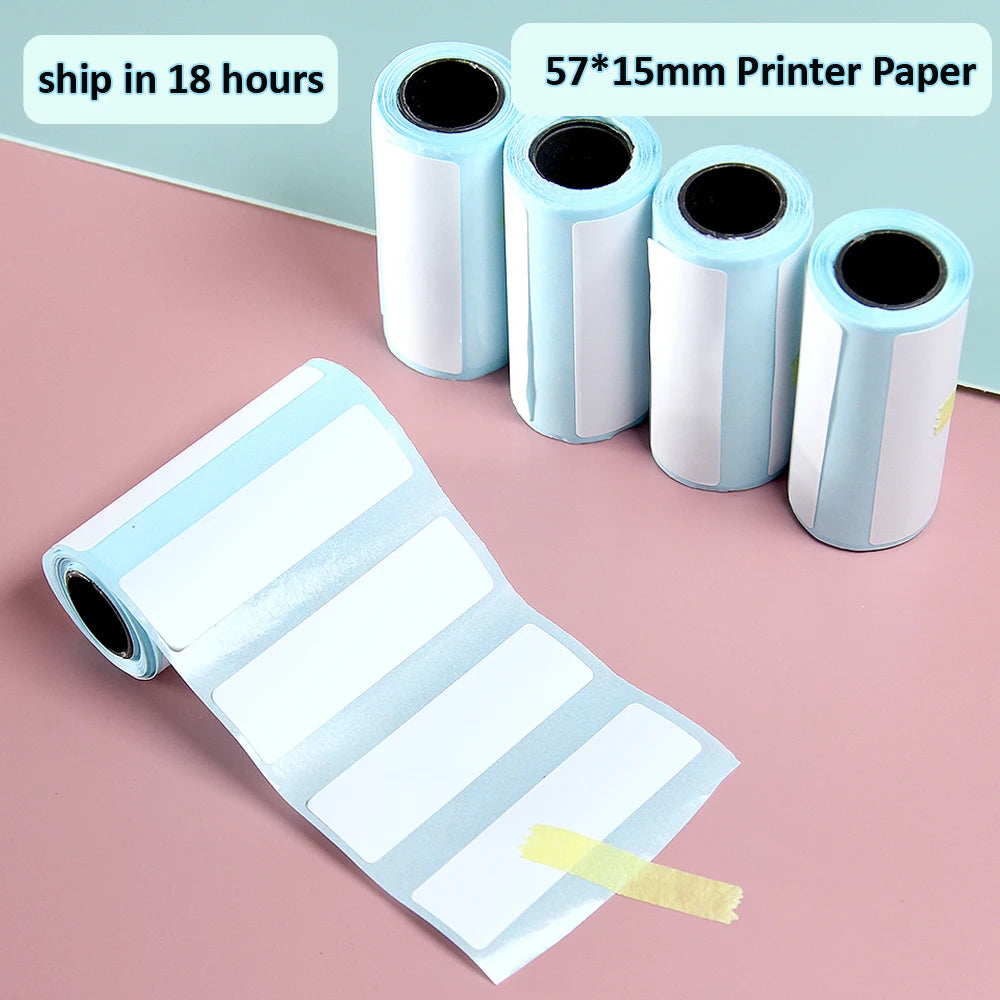 Clearance_Thermal Paper 57*25mm Self-Adhesive White Transparent Sticker Direct Roll Portable Paper For Mini Pocket Printer_Conti