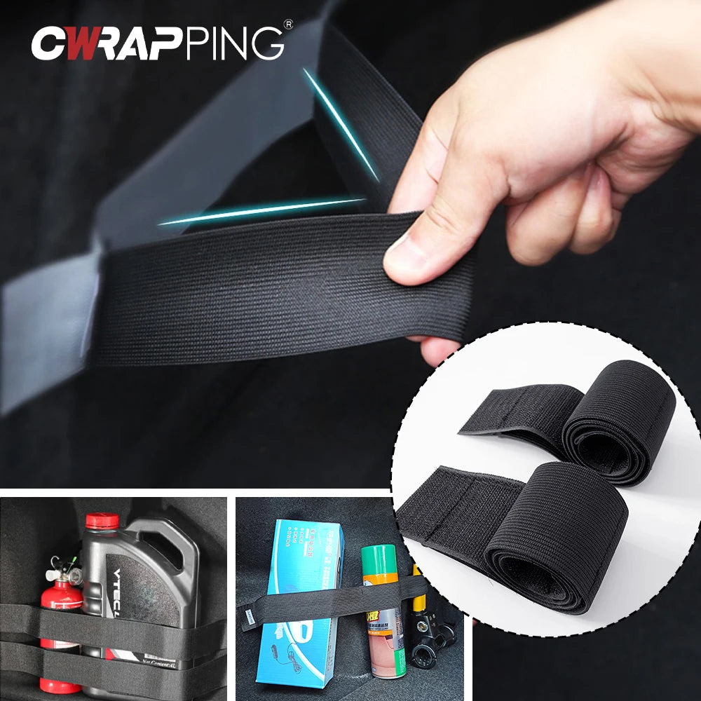 Car Trunk Organizer Firm Nylon Magic Tape Stowing Tidying Fixed Belt Auto Tools Storage Fixing Belt Fire Extinguisher Storage