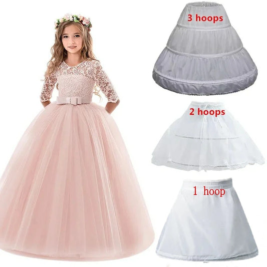 Girls Crinoline Petticoat with hoop Under skirt Short White Underskirt A-line Ball Gown Petticoats