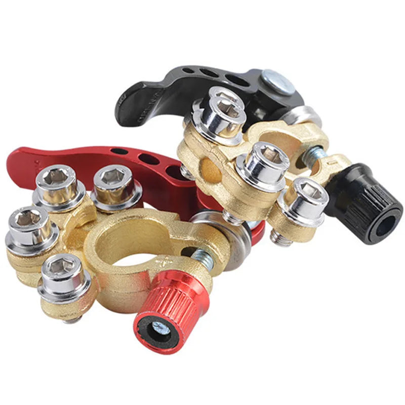 Auto Car Quick Release Battery Terminals - 12V 24V Aluminium Alloy Top Post Copper Clamp for Auto Wire Cable Connection