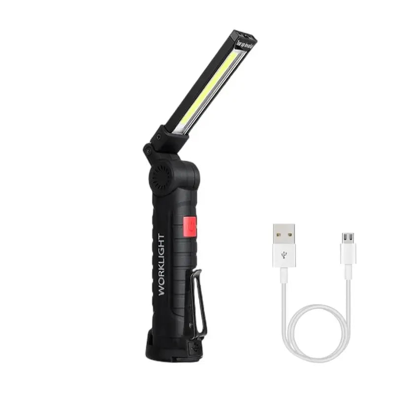 LED Flashlight Rechargeable Work Light Hanging Hook Magnetic with Builtin Battery USB Portable Flash Light Camping Repair Torch