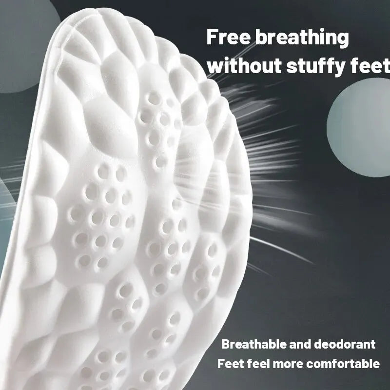 Sports Insole 4D Cloud Style Sweat Absorbing Breathable Thickened Shock Absorption Super Soft and Comfortable Elastic Insole