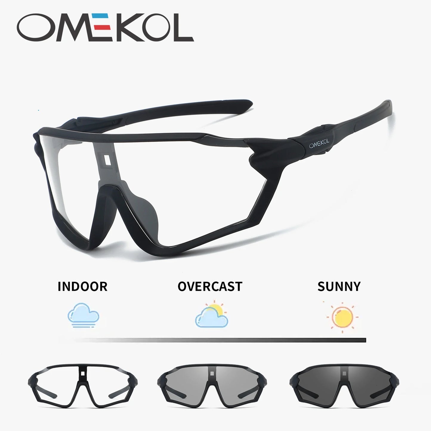 OMEKOL Brand New Photochromic Cycling Glasses Bicycle Eyewear Men Women Mtb Bike Baseball Sports Sunglasses Cycling Glasses