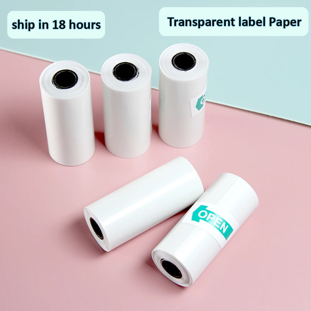 Clearance_Thermal Paper 57*25mm Self-Adhesive White Transparent Sticker Direct Roll Portable Paper For Mini Pocket Printer_Conti