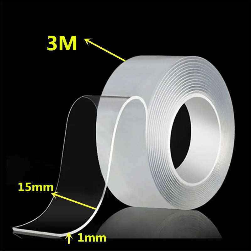 1m 2m 3m 5m Nano Tape Double Sided Tape Transparent Reusable Waterproof Adhesive Strong Tapes Cleanable Kitchen Bathroom Supplie