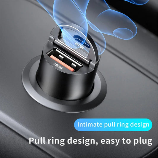 Mini 200W PD QC Pull Ring Fast Charging Car Charger USB C Car Phone Charger Adapter For iPhone 13 12 Xiaomi Samsung Huawei