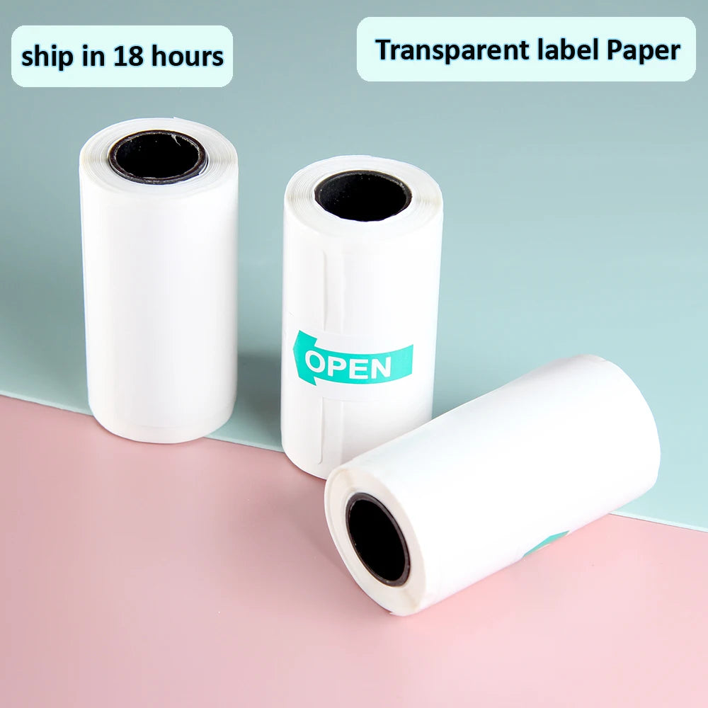 Clearance_Thermal Paper 57*25mm Self-Adhesive White Transparent Sticker Direct Roll Portable Paper For Mini Pocket Printer_Conti