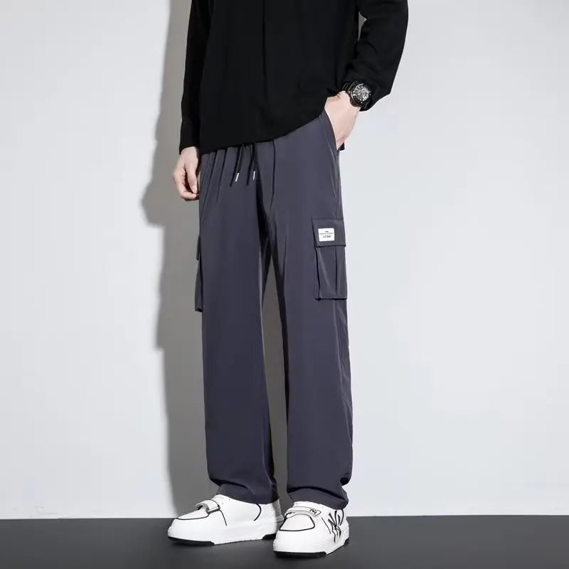 The new 2024 outdoor sports casual cargo pants baggy straight trend leggings handsome Hong Kong trend pants