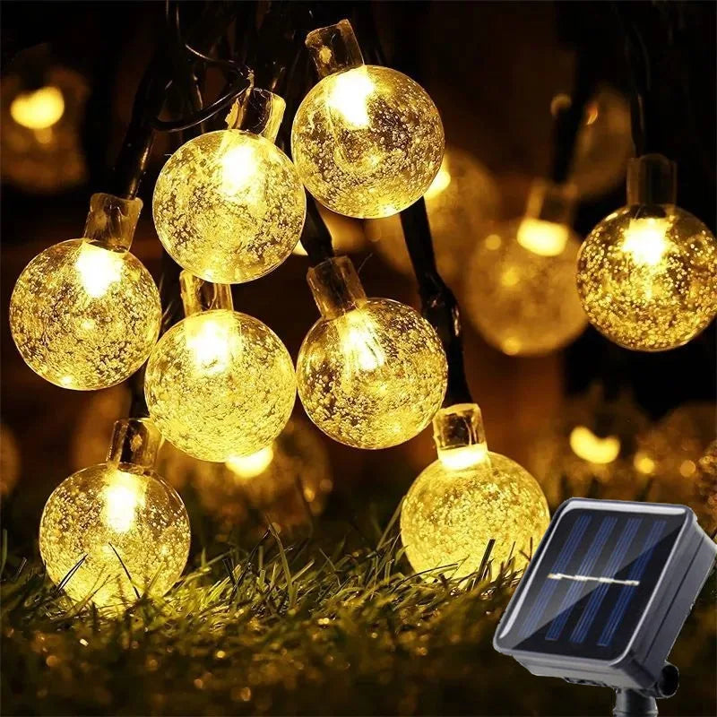 Solar Crystal Globe LED String Lights 60 LED 8 Lighting Modes IP65 Fairy Light Christmas Garland For Garden Party Decor 1pc/2pcs