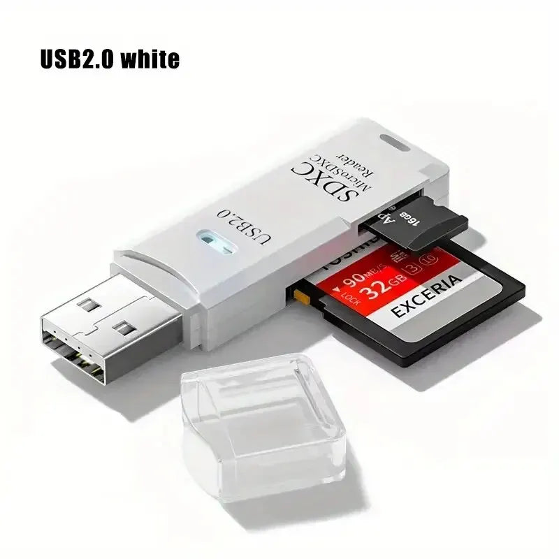 Robust 2-in-1 USB 3.0 2.0 Micro SD Card Reader High Speed Data Transmission up to 5Gbps Compatibility Multiple for PC Camera