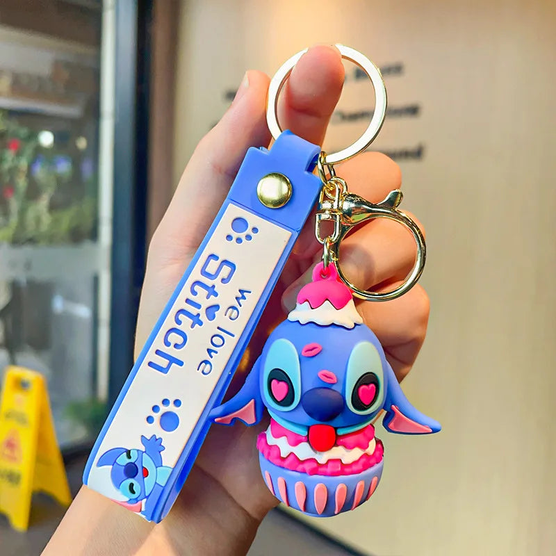 New Anime Disney Keychain Cartoon Mickey Mouse Minnie Lilo & Stitch Cute Doll Keyring Ornament Key Chain Pendant Kids Toys Gifts