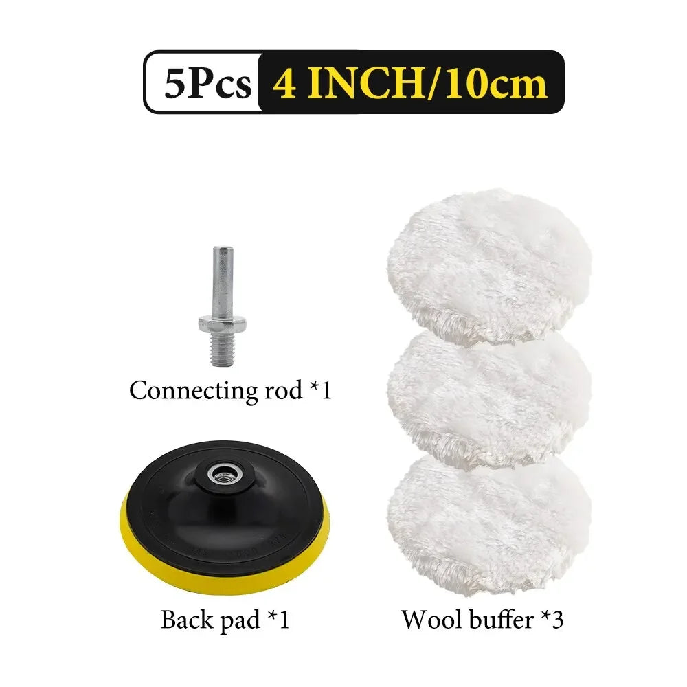 5 Piece 3/4/5 Inch Polishing Set Car GadgetsCar Polishing PadCar Wax Sponge Disc Wool WheelCar Paint Care Polishing Pad