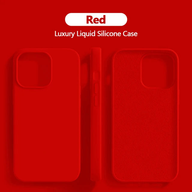 Liquid Silicone Case For iPhone 11 14 13 12 15 Pro Max Phone Cases For iPhone 13 12 Mini 14 15 7 8 Plus X XR XS Shockproof Cover