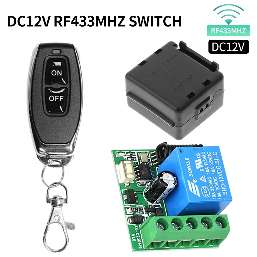 Universal Gate Remote Control Switch DC 12V RF 433 Mhz Asking Code Relay Receiver DIY Mini Module for Garage Door LED Lighting