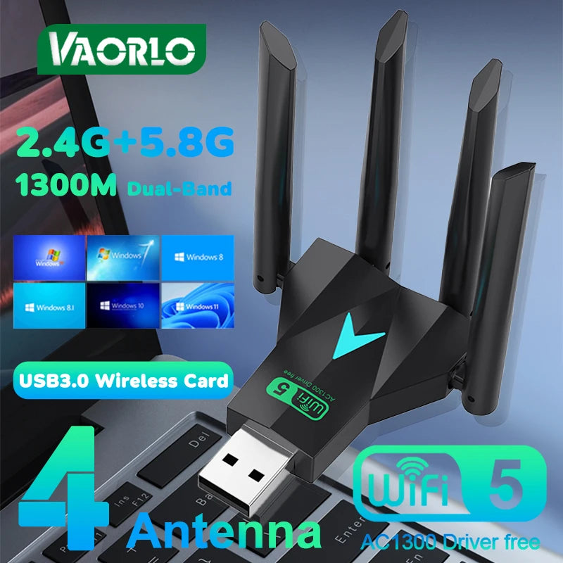 Original 4 Antennas 1200Mbps WiFi USB 3.0 Adapter 2.4G/5GHZ Dual Band WiFi Dongle Wireless Network Card 802.11AX For Win 10/11