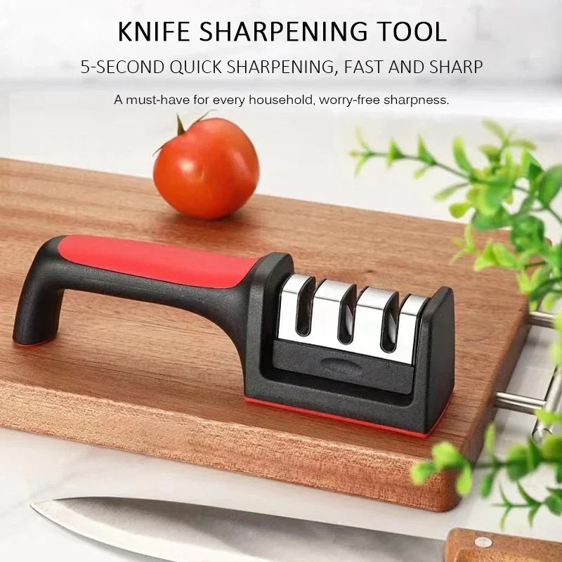 3/4-Segment Kitchen Knives Sharpener Household Multi-Functional Hand-Held Black Sharpening Stone Sharp Knife Sharpeners Tools