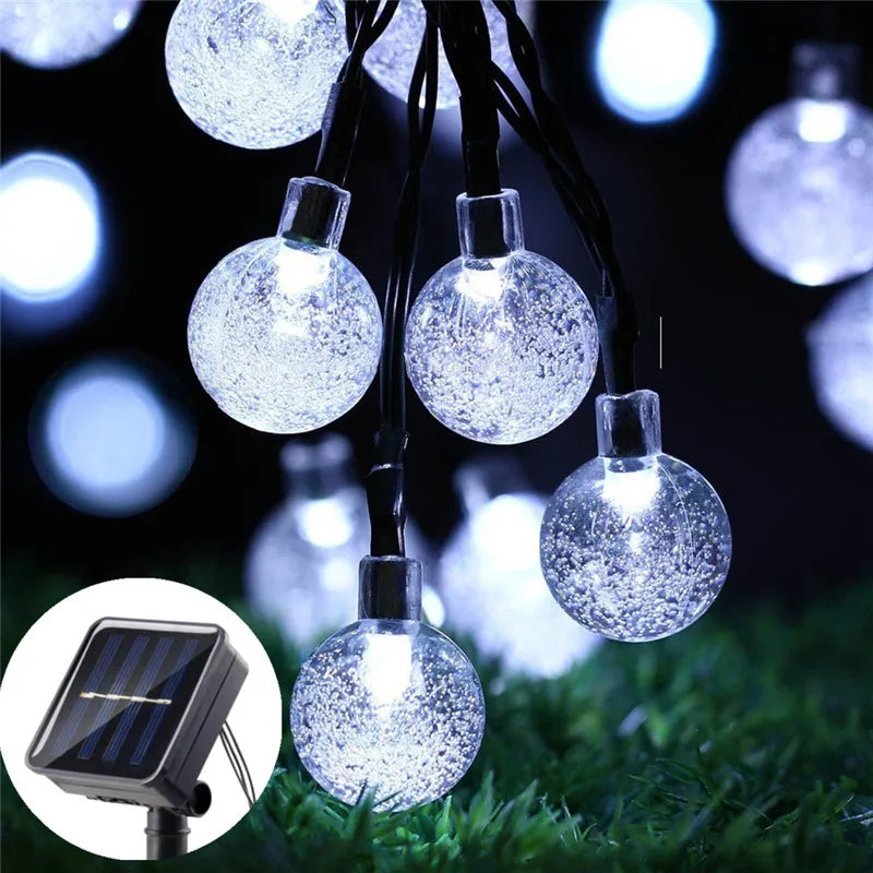 Solar Crystal Globe LED String Lights 60 LED 8 Lighting Modes IP65 Fairy Light Christmas Garland For Garden Party Decor 1pc/2pcs