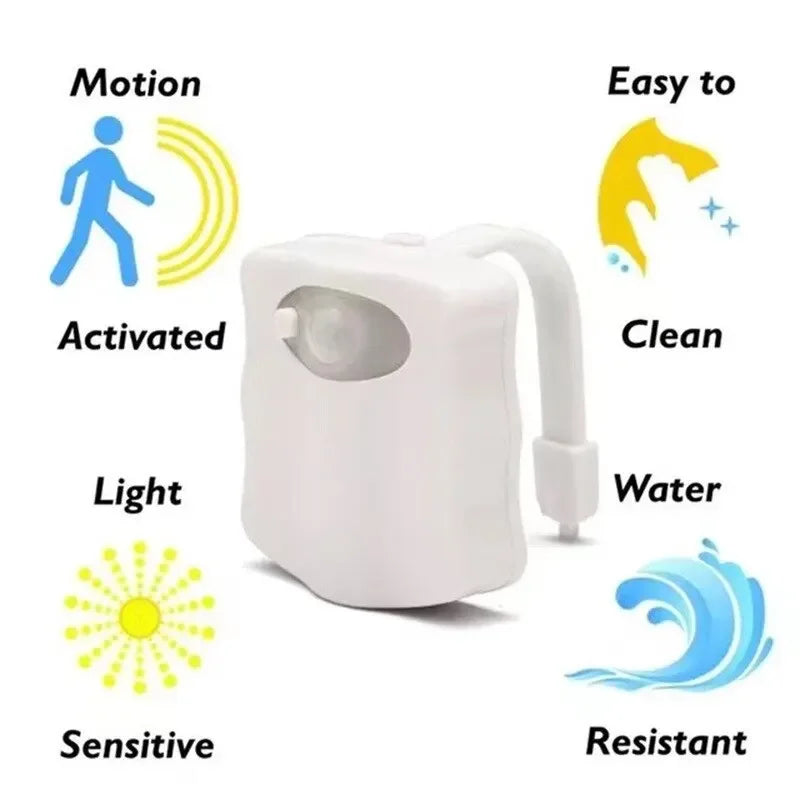 Motion Sensor Light Wireless LED Night Light RGB 8colors Lamp Toilet Bathroom Atmosphere Light Colorful Sensor LED Night Lights