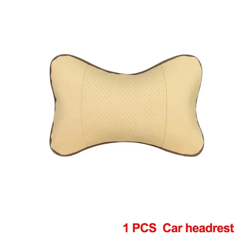 Car Neck Pillows Both Side Pu Leather 1pcs Pack Headrest For Head Pain Relief Filled Fiber Universal Car Pillow