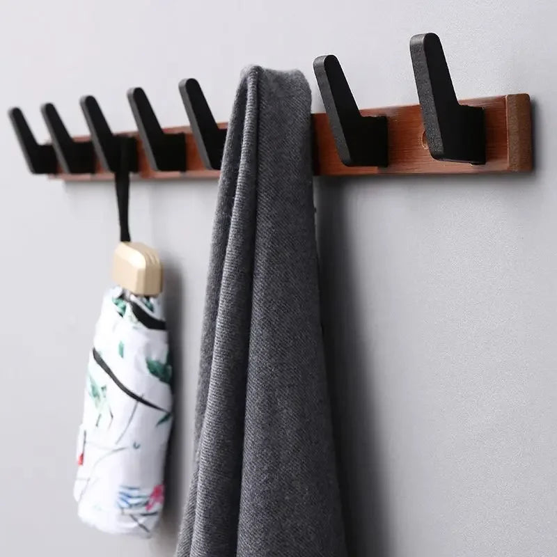 New Bamboo Solid Wood Hanging Clothes Hook Wall Hanging Clothes Hanger Living Room Furniture Foyer Bedroom Wall Door Coat Racks