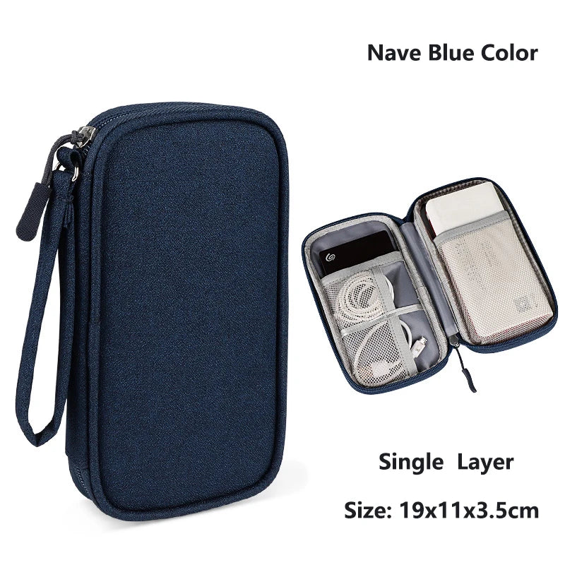 Data Cable Storage Bag Waterproof Travel Organizer Bag Portable Carry Case Double Layers Storage Bag for Cable Cord USB Charger