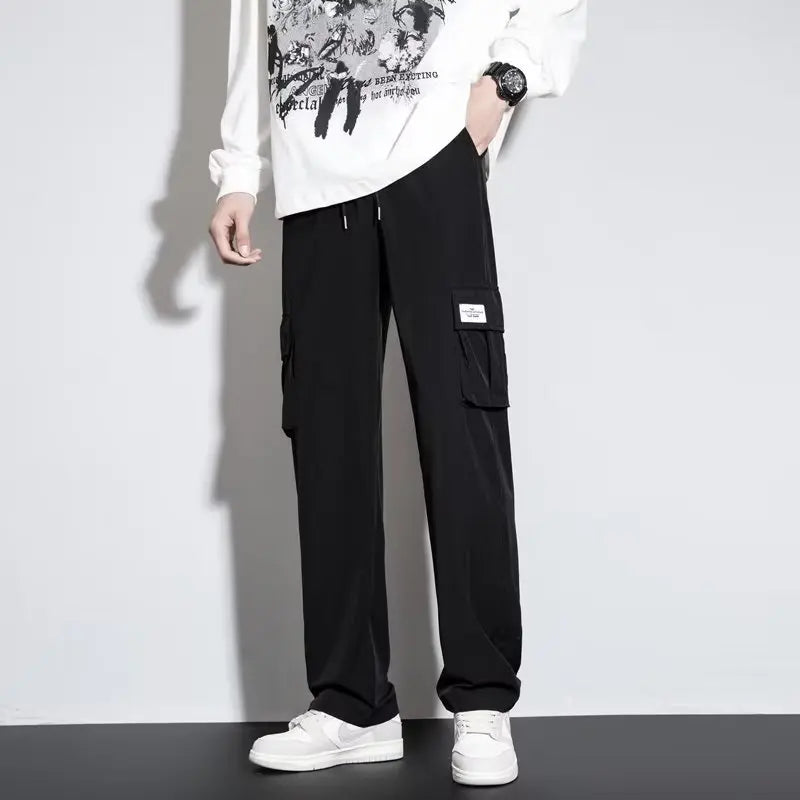 The new 2024 outdoor sports casual cargo pants baggy straight trend leggings handsome Hong Kong trend pants