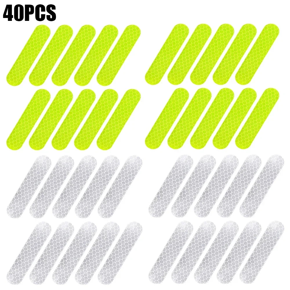 80-10PCS Helmet Safety Warning Reflective Stickers Strip Waterproof High Visibility Reflector Tape For Night Riding Walking Car