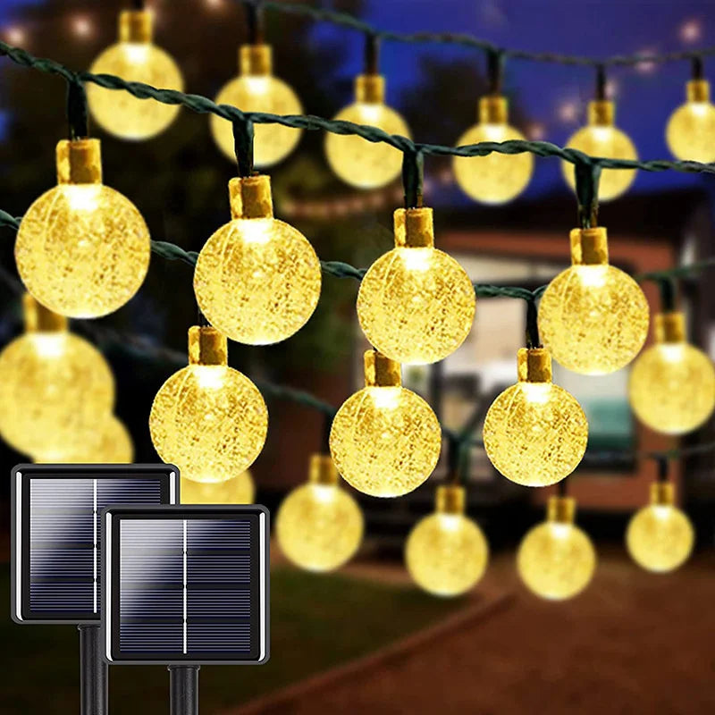 Solar Crystal Globe LED String Lights 60 LED 8 Lighting Modes IP65 Fairy Light Christmas Garland For Garden Party Decor 1pc/2pcs