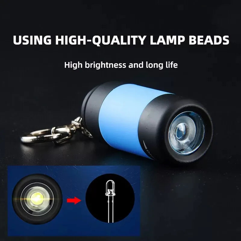 Outdoor Keychain Flashlight Rechargeable LED Mini Pocket Flashlight For Camping Hiking Emergencies