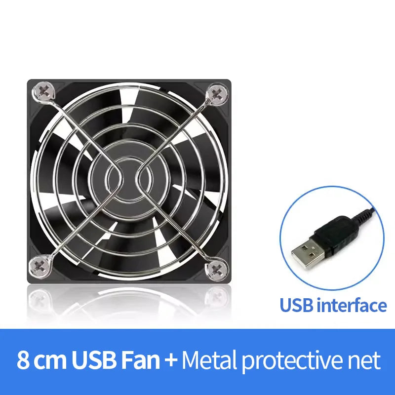 Clearance_TEUCER Computer Case Fan 80x80x25mm 120x120x25mm 5V USB Power Cooling Case Fan For Receiver DVR Xbox TV Box Router_Con